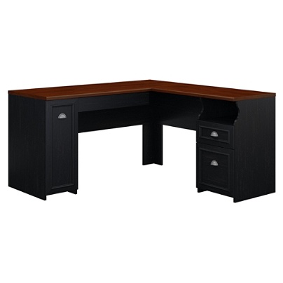 Bush Furniture Fairview L Shaped Desk Antique BlackHansen Cherry ... Bush Furniture Fairview L Shaped Desk Antique BlackHansen Cherry ...