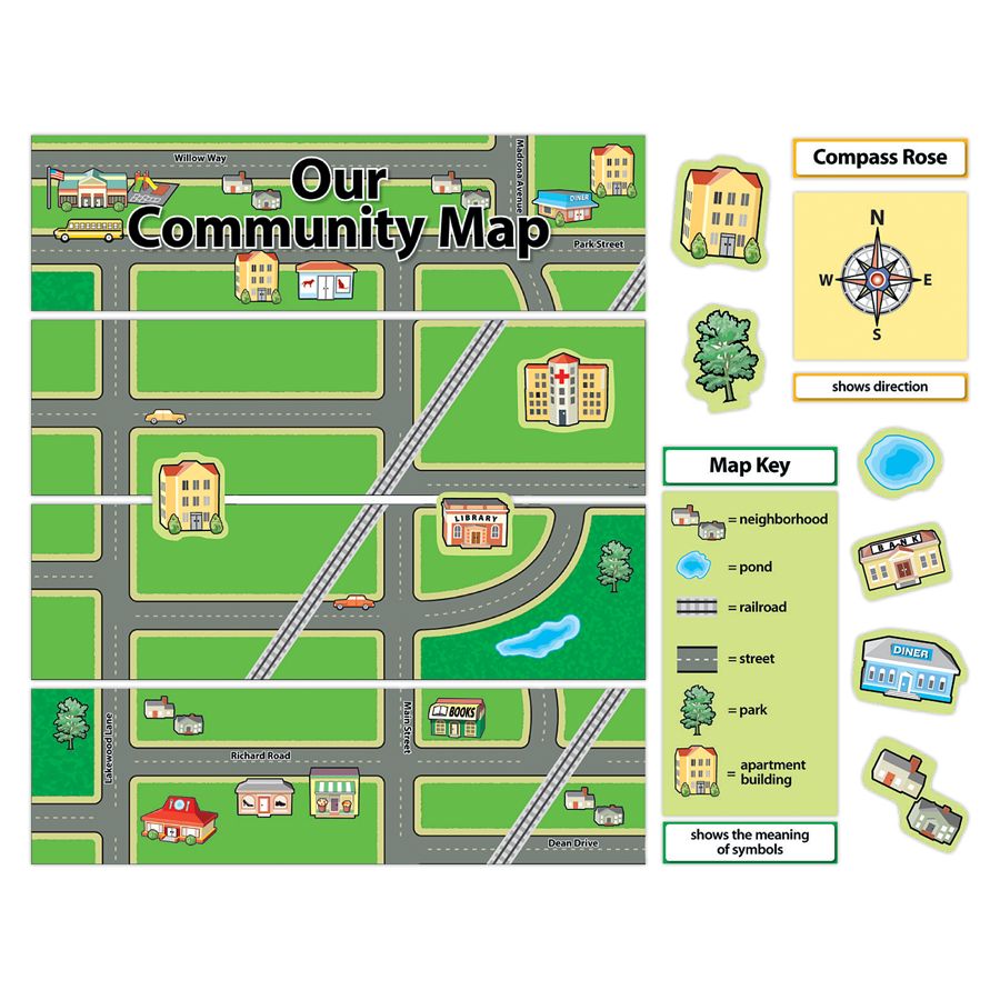 Creative Teaching Press Mini Bulletin Board Set Our Community Map ...