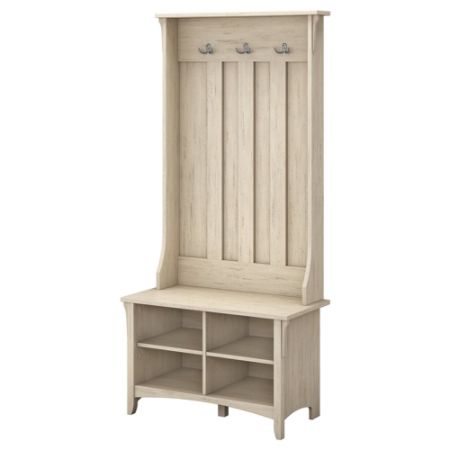 Bush Furniture Salinas Hall Tree With Storage Bench Antique White