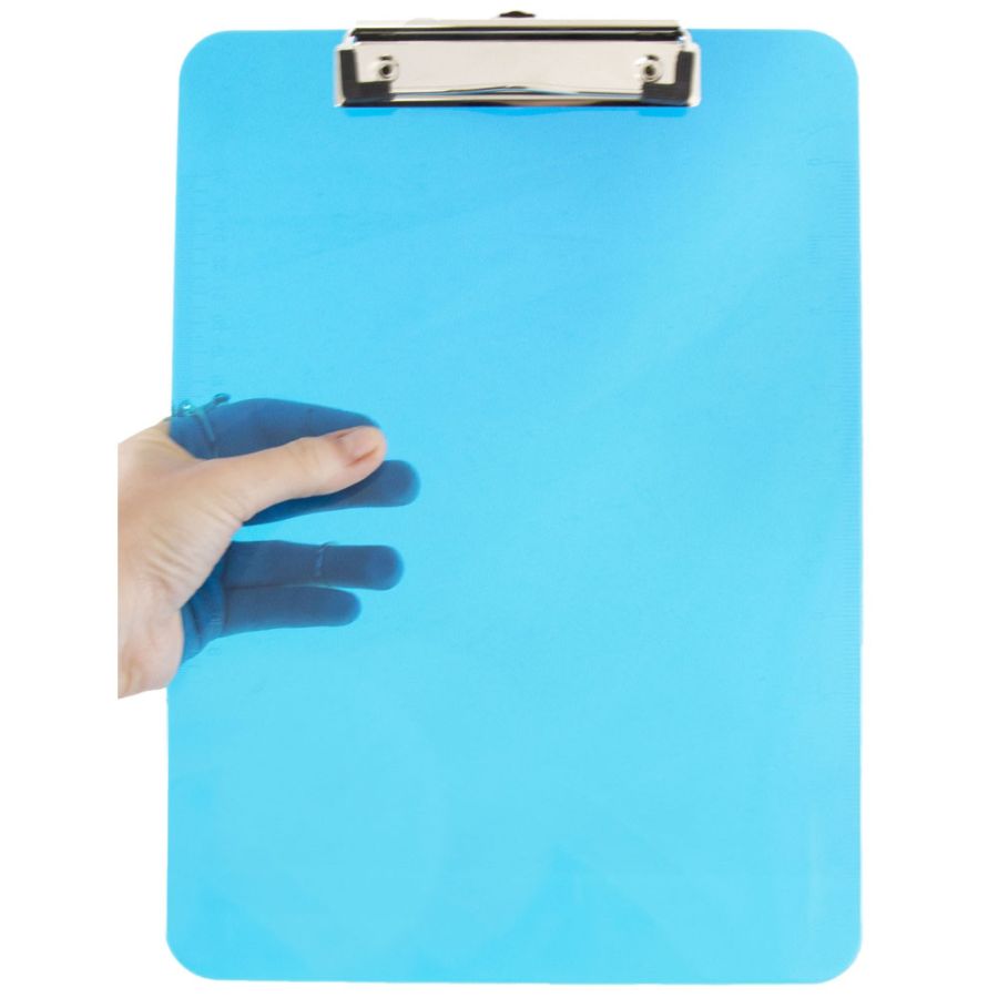 JAM Paper 9" x 12 1/2" Plastic Clipboards with Low Profile Metal Clip - Letter Size - Blue