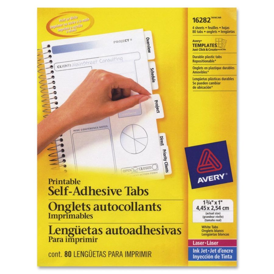 Avery Printable Self Adhesive Tabs White Pack Of 80 - Office Depot