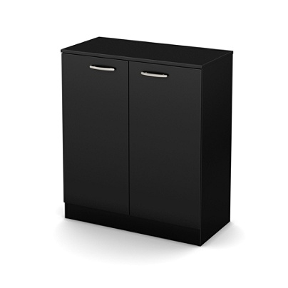 South Shore Axess Small 2 Door Storage Cabinet Pure Black Office