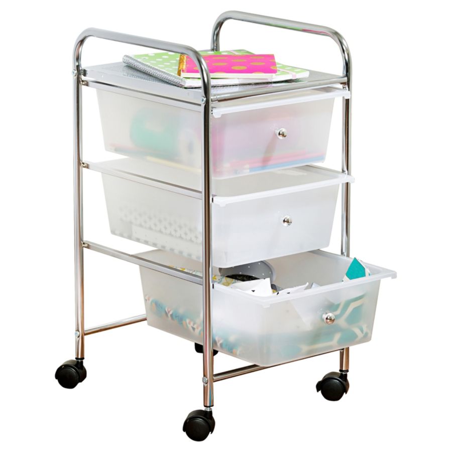 Honey Can Do 3 Drawer Plastic Steel Rolling Storage Cart 37 7 16