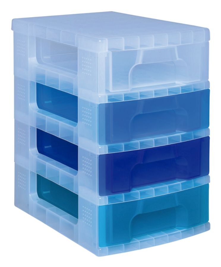 Really Useful Box Plastic Storage Container With Built In Handles And Snap  Lid 4 Liters 14 12 x 10 14 x 3 14 Transparent Blue - Office Depot