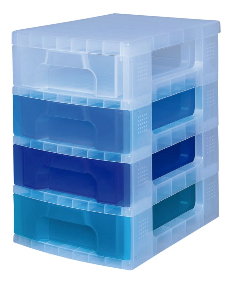 Really Useful Box Plastic 4-Drawer Storage Tower, 7 DT1-6053