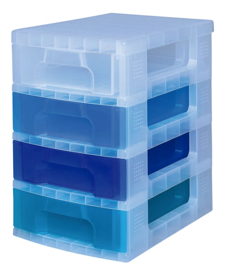 Rubbermaid Mini 4-Drawer Tower, Plastic, 7 1/8w x 8 3/8d x 9 3/4h