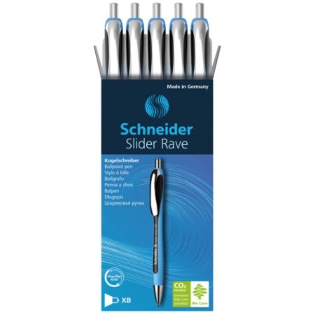 Schneider Slider Rave Xb Retractable Ballpoint Pens Extra Bold Point 1 4 Mm Blue Barrel Black Ink Pack Of 5 Item 114379
