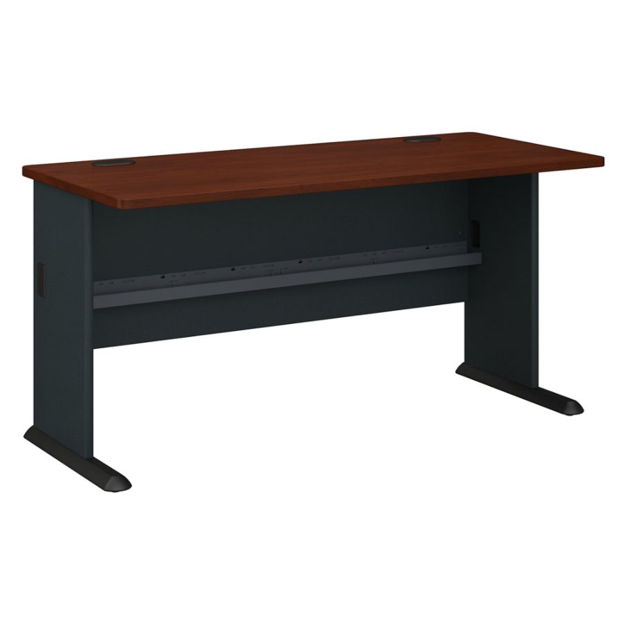 bbf Series A 60in. Desk - 59.6in. Width x 26.8in. Depth x 29.8in. Height - Melamine, Polyvinyl Chloride (PVC), Wood - Cherry, Hansen Cherry, Laminate, Slate
