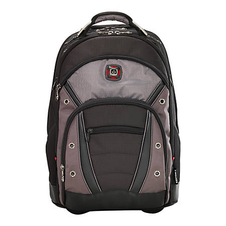 backpack wenger synergy laptop wheeled pocket gray officedepot