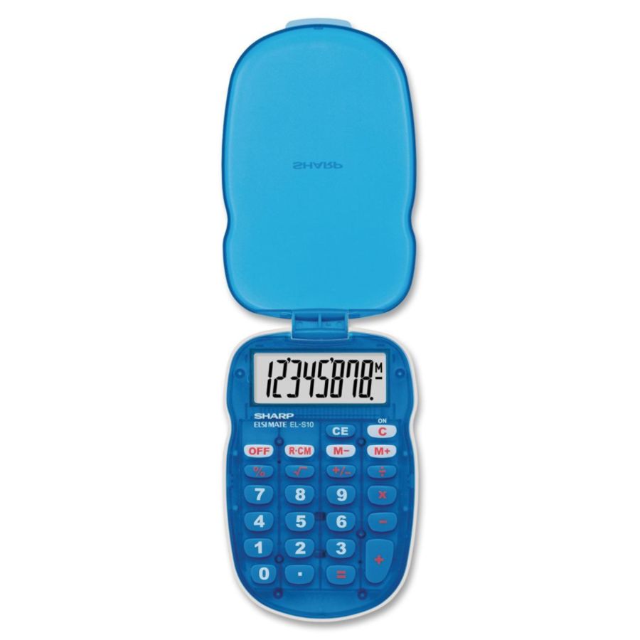 Sharp Calculators ELS10 Handheld Calculator - 8 Digits - LCD - Battery Powered - 4.2" x 2.8" x 0.4" - Blue - 1 Each