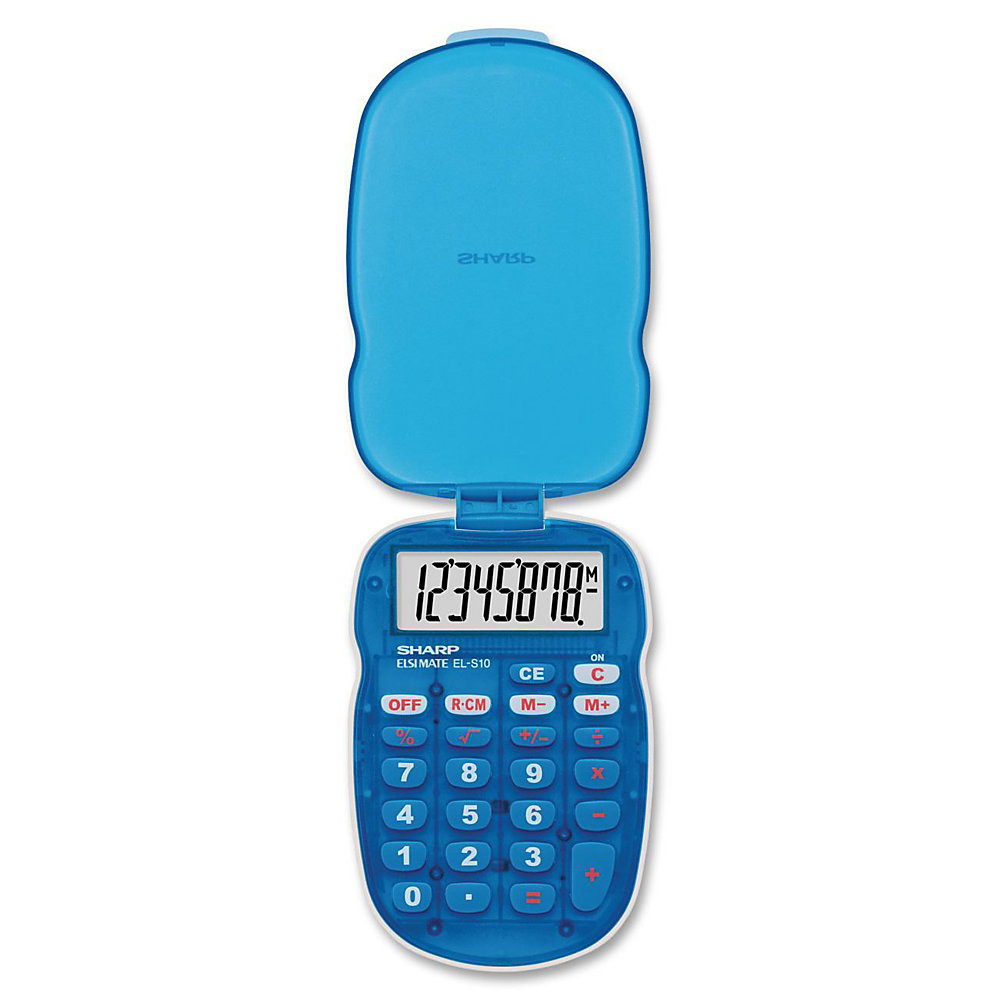 Sharp Calculators ELS10 Handheld Calculator - 8 Digits - LCD - Battery Powered - 4.2" x 2.8" x 0.4" - Blue - 1 Each