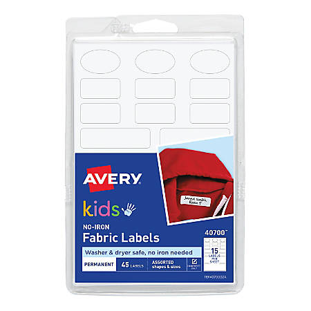 Avery No Iron Clothing Labels White 4 Pk Office Depot