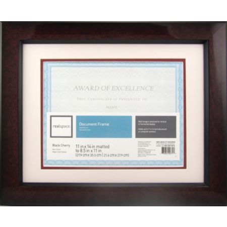 Realspace Plastic Photodocument Frame 11 X 14 Matted For 8 12 X 11 Black Cherry Item 134888