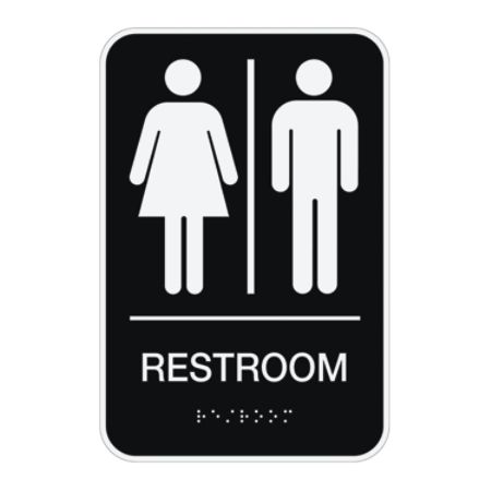 Cosco ADA MensWomensUnisex Restroom Sign 6 x 9 Black - Office Depot