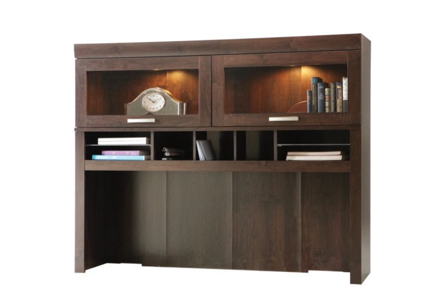 Sauder Office Port Computer Credenza Hutch Dark Alder Office Depot