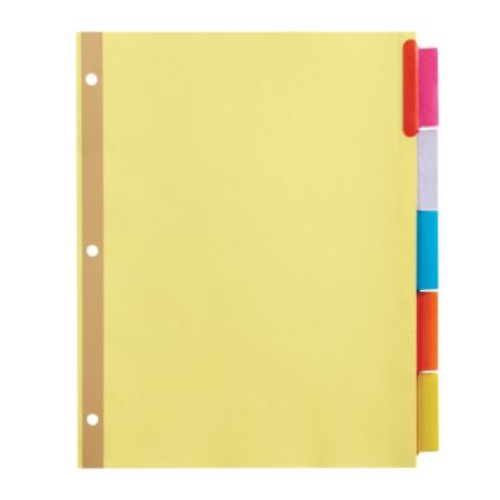 Office Depot Brand Insertable Tab Dividers 5 Tab Buff Paper Multicolor ...