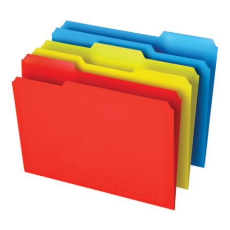 Office Depot Brand Poly File Folders Letter Size 1 3 Cut Assorted Colors Pack Of 12 Item 1375867