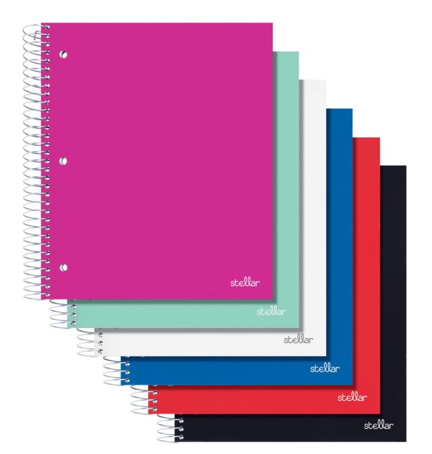 Office Depot Stellar Spiral Wide Ruled 3Subject Poly Notebook, 150