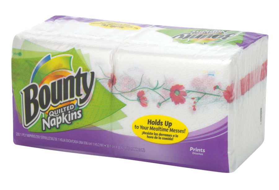 Bounty 1Ply Quilted Napkins, White, Pack Of 200 Napkins eBay