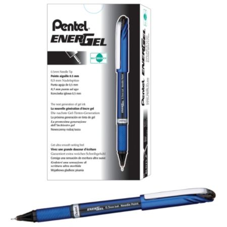 Pentel EnerGel NV Liquid Gel Pens Fine Point 0.5 mm 54percent Recycled Black Ink Pack Of 12 Pens ...