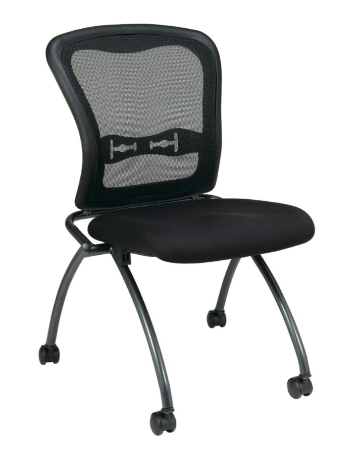 Office Star Folding Chair With Casters Deluxe With Mesh Back