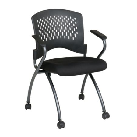 Office Star Folding Chair With Casters Deluxe Coaltitanium Set Of