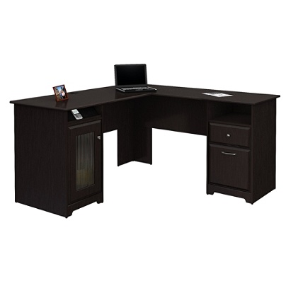 Bush Furniture Cabot L Shaped Desk Espresso Oak Standard Delivery