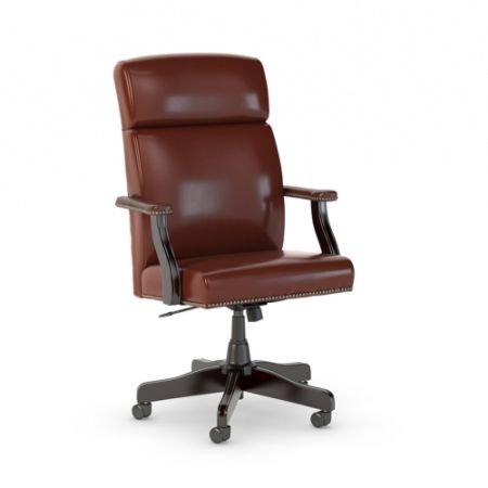 Bush State Leather Chair Cherry Premium Office Depot