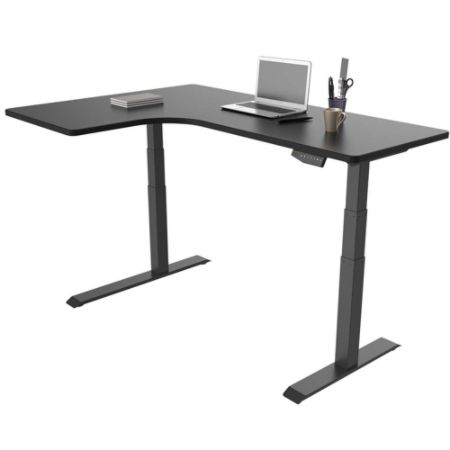 Loctek Height Adjustable Corner Desk Left Handed Black ...