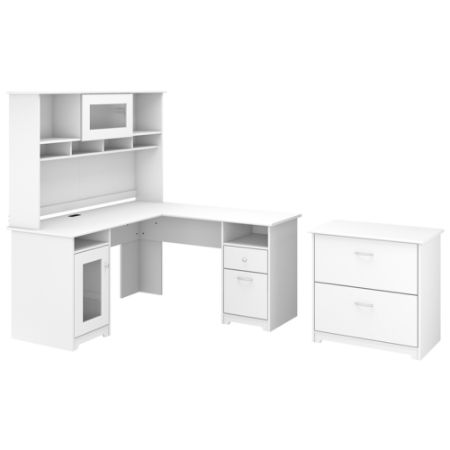 Bush Cabot L Deskhutch 60 W White Office Depot