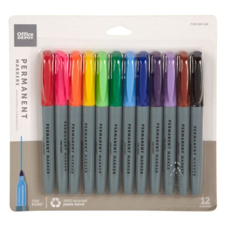 Office Depot Brand Permanent Markers Fine Point 100percent Recycled ...