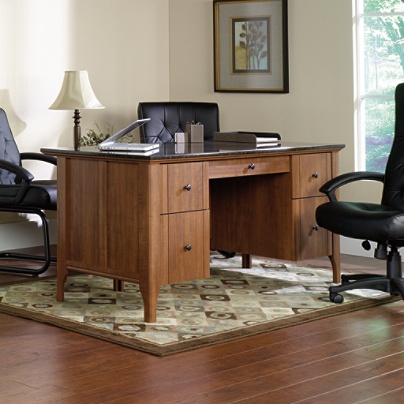 Sauder Appleton Faux Marble Top Executive Desk Sand Pear Office