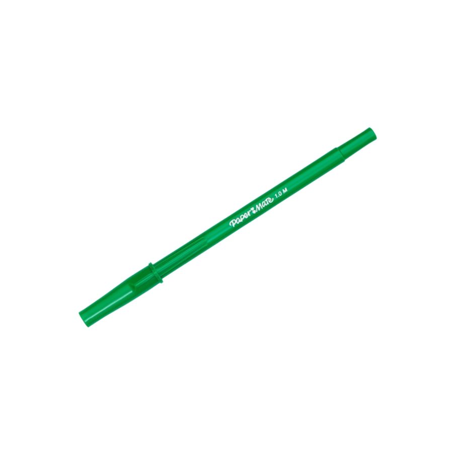 Paper Mate® Ballpoint Stick Pens, Medium Point, 1.0 mm, Green Barrel ...