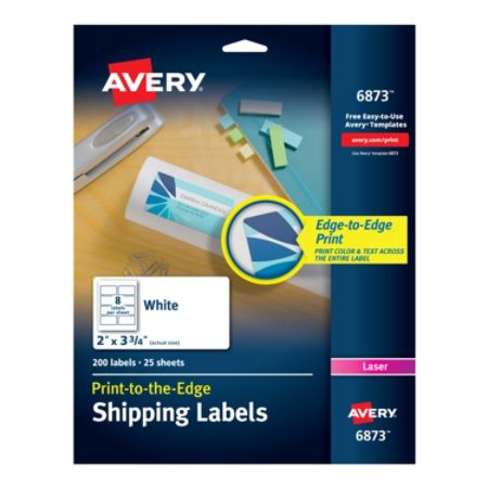Avery Print To The Edge Permanent Laser Shipping Labels 6873 2 X 3