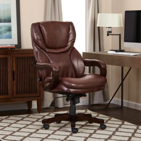 Serta Executive Big and Tall Office Chair Eco conscious Bonded Leather Brown 43506 - Office Depot
