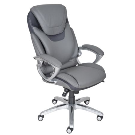 Serta Air Health Wellness Executive Office Chair Bonded Leather Light Grey Item 1850950