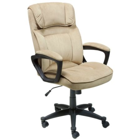 Serta Executive Office Microfiber Mid Back Chair Light Beigeblack