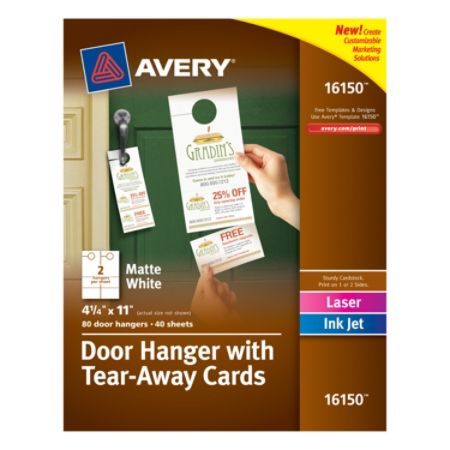 Avery Door Hangers With Tear Away Cards 2 Cards Per Sheet Pack Of