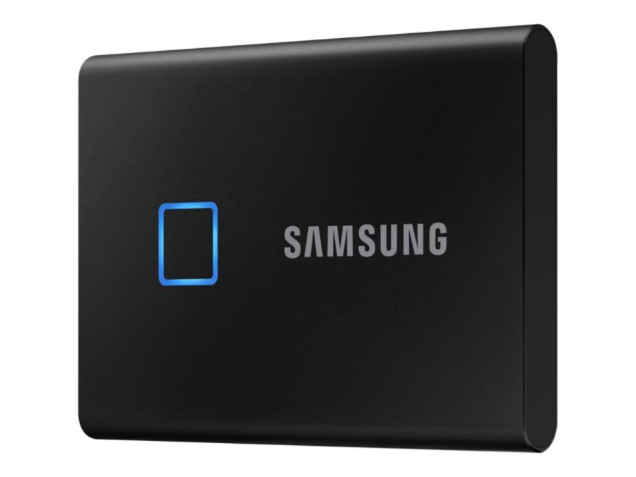 Samsung Portable SSD T7 Touch MU-PC2T0K - Solid state drive - encrypted - 2 TB - external (portable) - USB 3.2 Gen 2 (USB-C connector) - 256-bit AES -