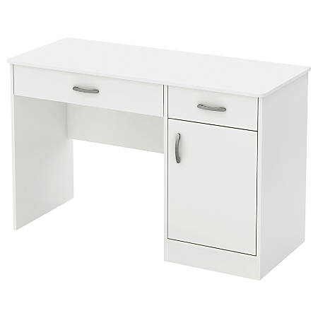 South Shore Axess Small Desk With Storage Pure White Office Depot