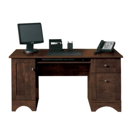 Realspace Dawson 60 W Computer Desk Cinnamon Cherry Office Depot