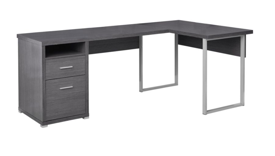 Monarch Specialties L Shaped Computer Desk With 2 Drawers Gray