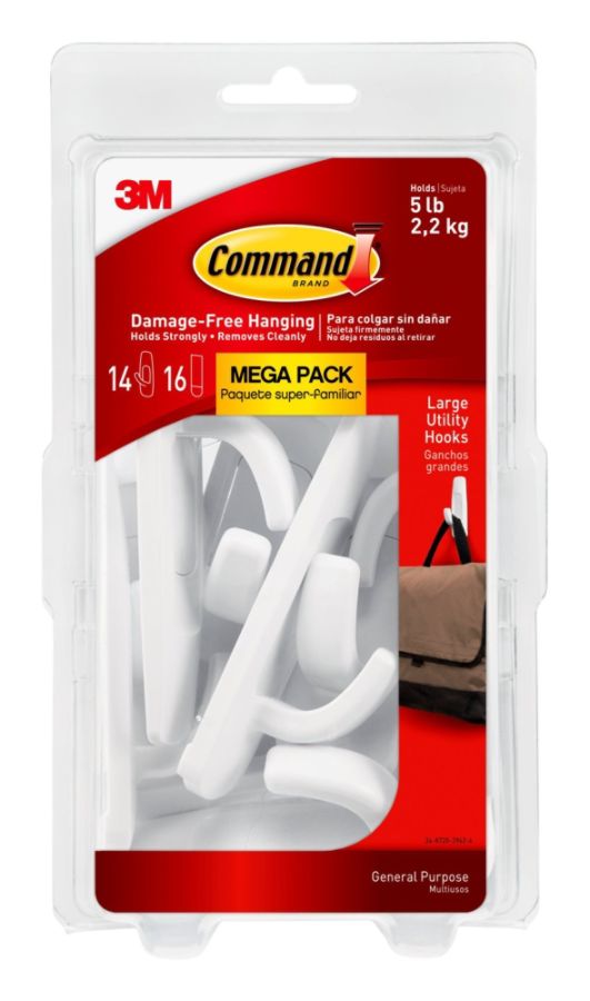 3M Command Mega Pack Utility Hooks Large White Pack Of 14 Hooks - Office Depot