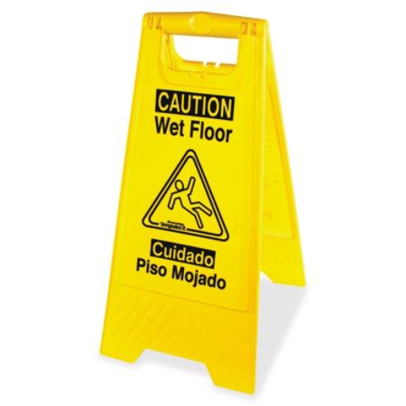 Wet Floor Sign Englishspanish Yellowblack Office Depot