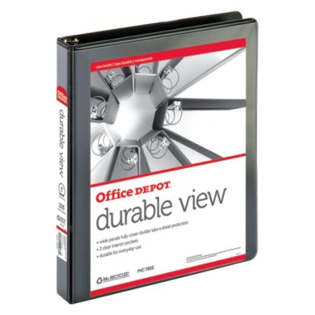 Office Depot Durable View Round Ring Binder 1 Rings 61 Recycled Black Item 208378