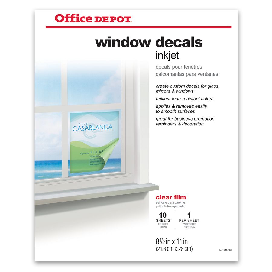 fice Depot Brand Inkjet Window Decals Matte 8 12 x 11 Pack 10 by fice Depot & ficeMax