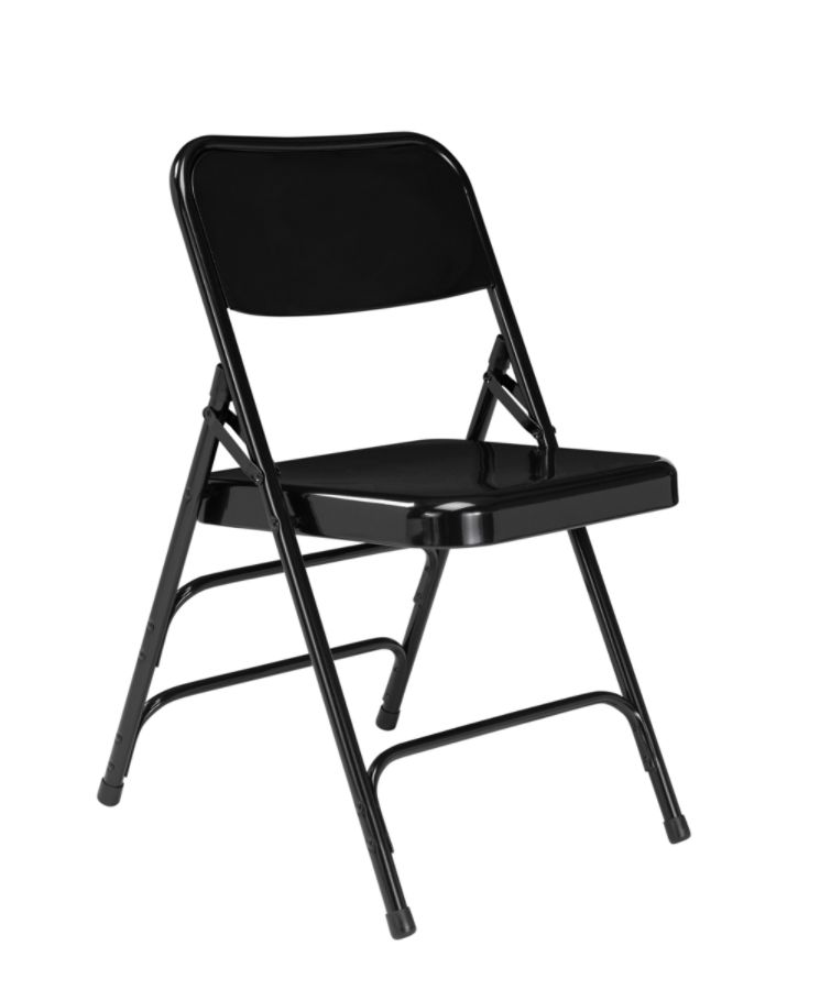 NPS&reg; 300 Series Deluxe All-Steel Triple Brace Double Hinge Folding Chair, Black (Pack of 4)