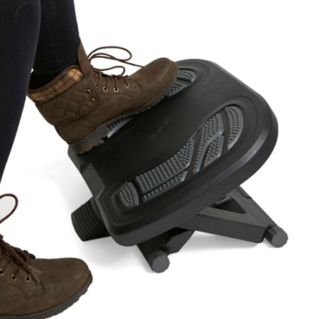 Mind Reader Height Adjustable Under Desk Footrest With Foot Prints