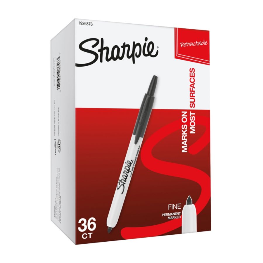 Sharpie Retractable Permanent Markers, Fine Point, Black Ink, Pack Of
