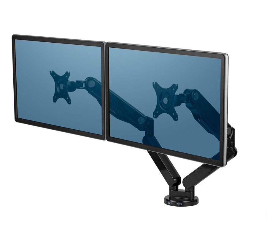 Fellowes Manufacturing 8042501 33.5 x 6 x 24.5 in. Platinum Series Dual Monitor Arm, Black